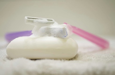 Soap and Razor in Bathroom