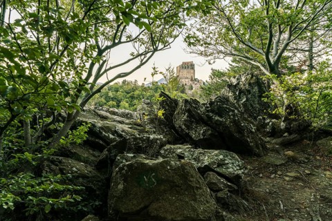 Hiking trail to the Abbey Sacra di San Michele on the spur of Monte Pirchiriano