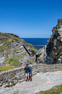 Rough cliffs with the Tintagel Peninsula and the ruins of Tintagel Castle