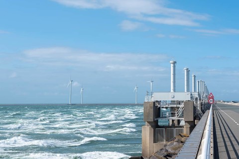 Dam road of the Oosterschelde Barrage
