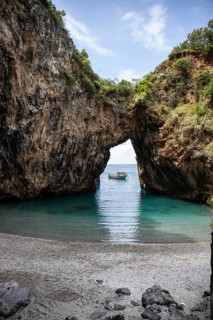 Beautiful hidden beach. The Saraceno Grotto is located directly on the sea in Salerno