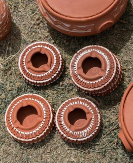 Traditional clay pottery for sale at the market