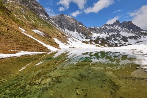 Zaunersee with reflection of the mountains
