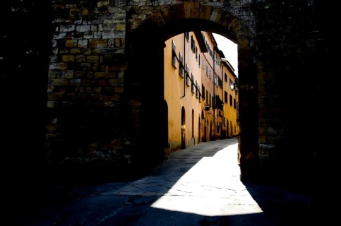 Old Street to a Village Colle Val' Elsa with Sunlight in Tuscany