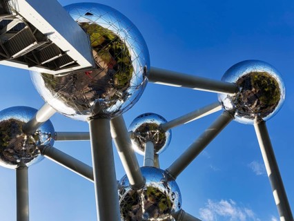 Atomium against a blue sky