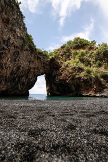 Beautiful hidden beach. The Saraceno Grotto is located directly on the sea in Salerno