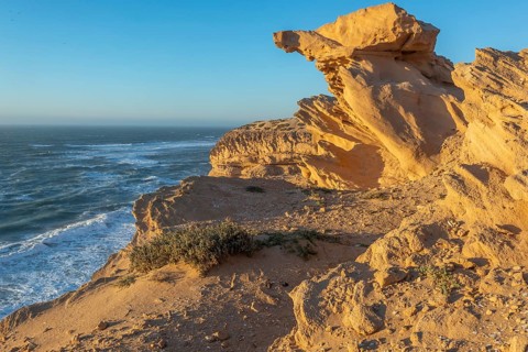 Desert landscape in North Africa at sunset. Tamri