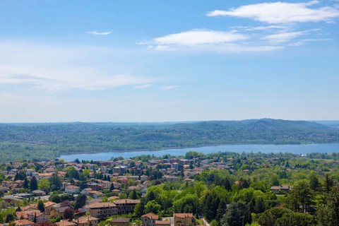 Panoramic View over Varese and Lake in a Sunny Day in Lombrady