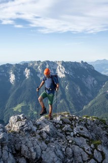 Mountaineer on a ridge path