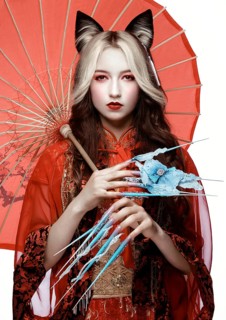 Beautiful girl with art make up in anime style