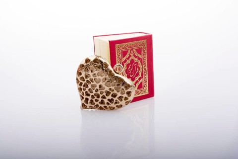 Heart shape and Islamic Holy Book Quran mini size
