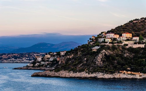 Sunrise over Harbor and Bay of Villefranche-sur-Mer