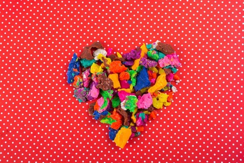 Dry colorful play dough in smal pieces
