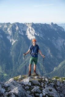 Mountaineer on a ridge path