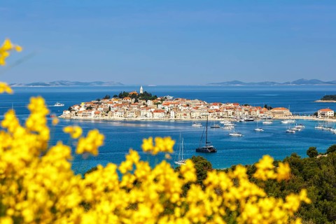 Primosten town on a peninsula in the Mediterranean Sea Holidays in Primosten