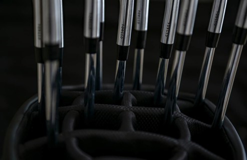 Modern Forged Iron Golf Clubs Shafts in Golf Bag in Switzerland