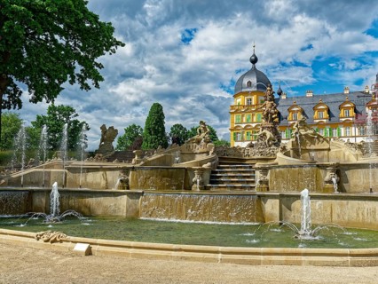Water feature and Seehof Castle