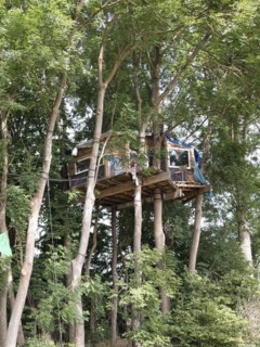Tree house on the edge of the Garzweiler opencast lignite mine