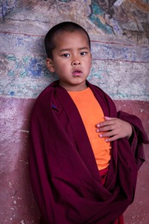 A young monk at Thiksey Monastery