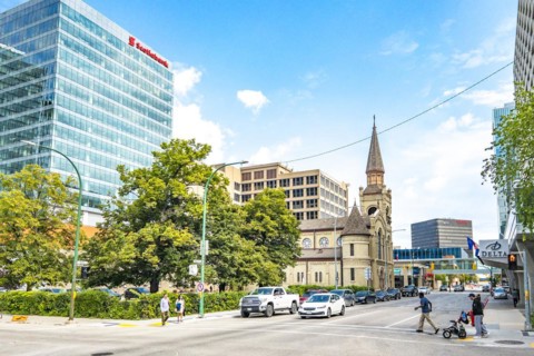 Calton St. with St. Mary's Cthedral in Downtown Winnipeg