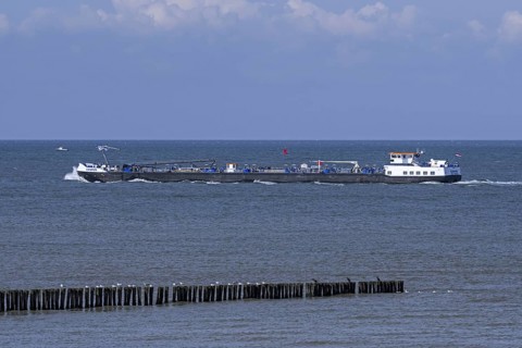 Inland motor tanker Emma sailing the Western Scheldt