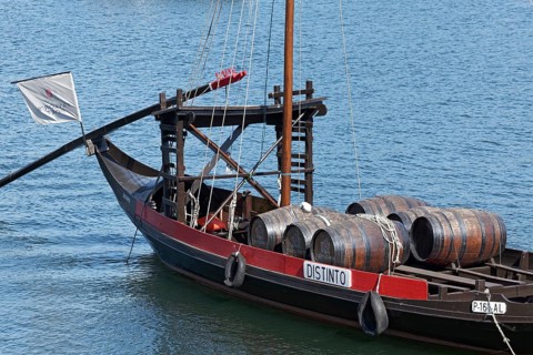 Historic boat for transporting port wine barrels on the Douro River