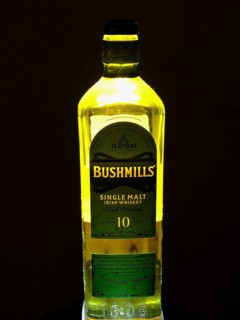 Bushmills single malt whiskey bottle