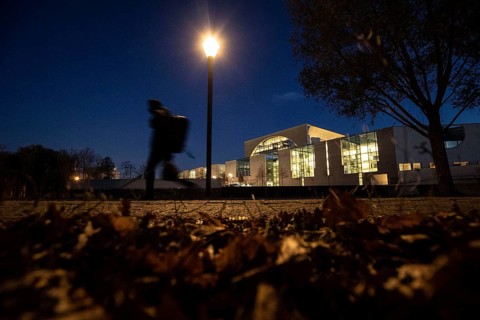 Federal Chancellery at blue hour