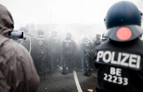 Police action against the demonstration against the reformed Infection Protection Act by Corona sceptics