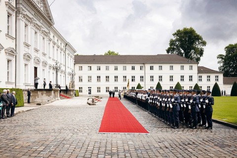 Federal President Frank-Walter Steinmeier receives Gustavo Petro President of Colombia at Bellevue Palace with Military Honours. 16.06.2023.