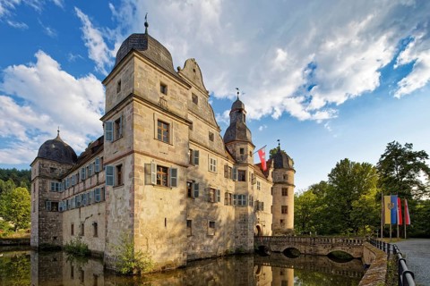 North-west side of Mitwitz moated castle with moat