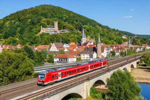Deutsche Bahn DB regional train class 440 Alstom Coradia Continental in Gemuenden am Main