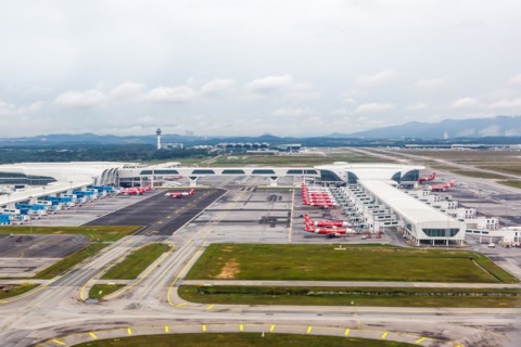 Aerial view of Kuala Lumpur International Airport Terminal 2 in Kuala Lumpur