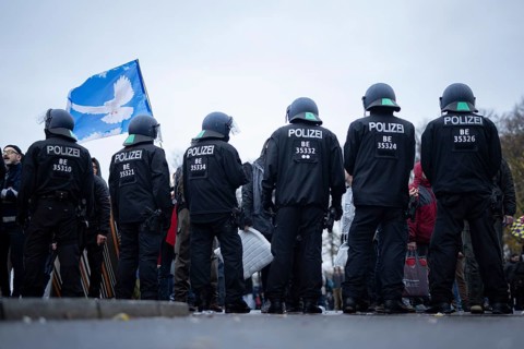 Police action against the demonstration against the reformed Infection Protection Act by Corona sceptics