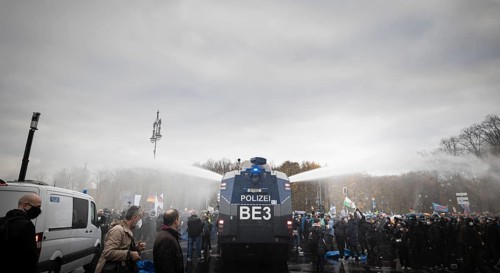 Police action against the demonstration against the reformed Infection Protection Act by Corona sceptics