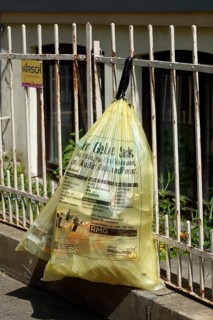 Yellow bags for plastic waste