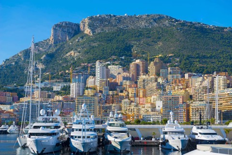 Port and Cityscape in Monte Carlo in Provence-Alpes-Cote dÂ´Azur