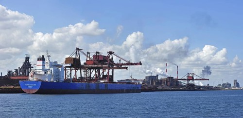 Ship being loaded in the industry port at Dunkirk