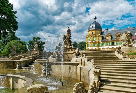 Water feature and Seehof Castle