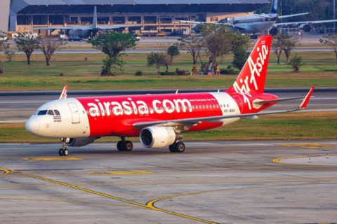 An Airbus A320 aircraft of Thai AirAsia with registration number HS-BBO at Bangkok Don Mueang Airport