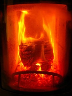 Burning fire in the stove
