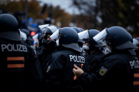 Police action against the demonstration against the reformed Infection Protection Act by Corona sceptics