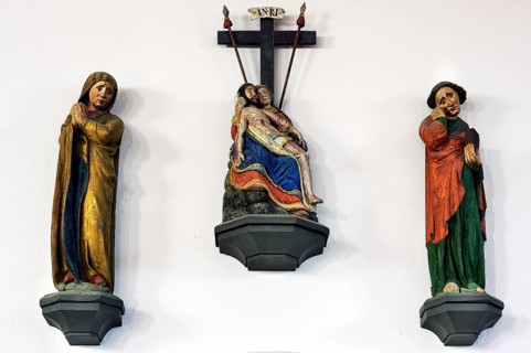 Pieta and two figures of saints