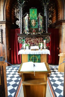 The town of Schwarzburg on the Schwarza in the Thuringian Forest on 14.8.2017 .Small village church