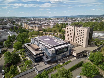 The Rhine-Moselle Hall and the Mercure Hotel on the Rhine in Koblenz