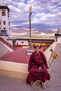 Elderly man in traditional Ladakhi clothes