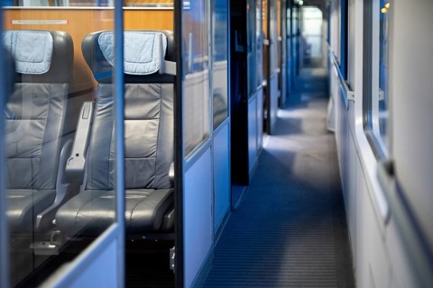 Empty first class compartment in a Deutsche Bahn ICE train