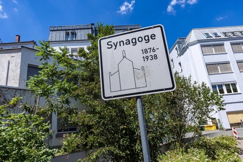 Former synagogue in Bad Cannstatt. Memorial at Synagogenplatz