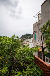 Beautiful island feeling with old houses and the sea on the island of Capri