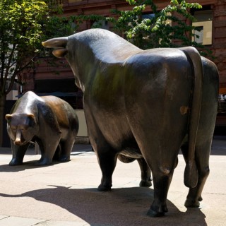 Bull and Bear on the Stock Exchange Square